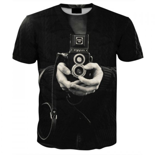 

новые моды фотограф футболка смешно 3d печати женщины / мужчины с коротким рукавом лето мужская футболка повседневная топы k51, White;black