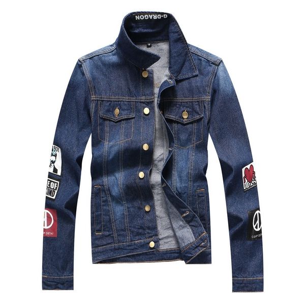 

мужчины; s простой лацкан вышитые повседневная куртка молодежи тонкий тенденция личности куртка мужской, Black;brown