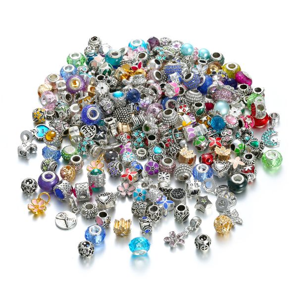 

diy beautiful big hold alloy and with crystal charms fit european bracelets mis styles 100pcs kka1060, Black