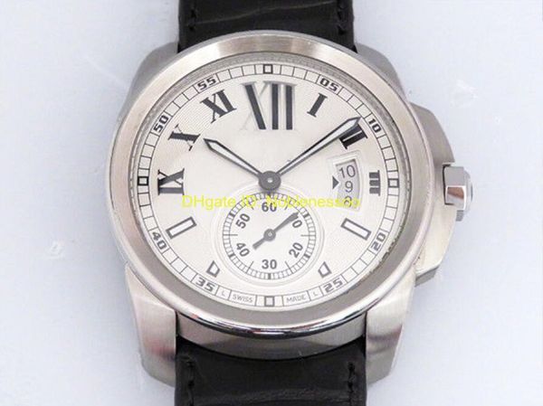 

wristwatch mens calibre de stainless silver dial leather strap w7100037 mens automatic watch men's sports watches, Slivery;black