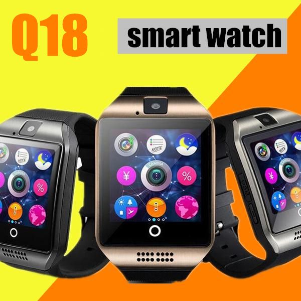

Q18 smart watch watches bluetooth smartwatch Wristwatch with Camera TF SIM Card Slot / Pedometer / Anti-lost / for apple android phones DHL