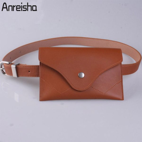 

anreisha soft pu leather waist bag for women female vintage girl ladies fanny bag pack multi-function coin phone purse belt bags