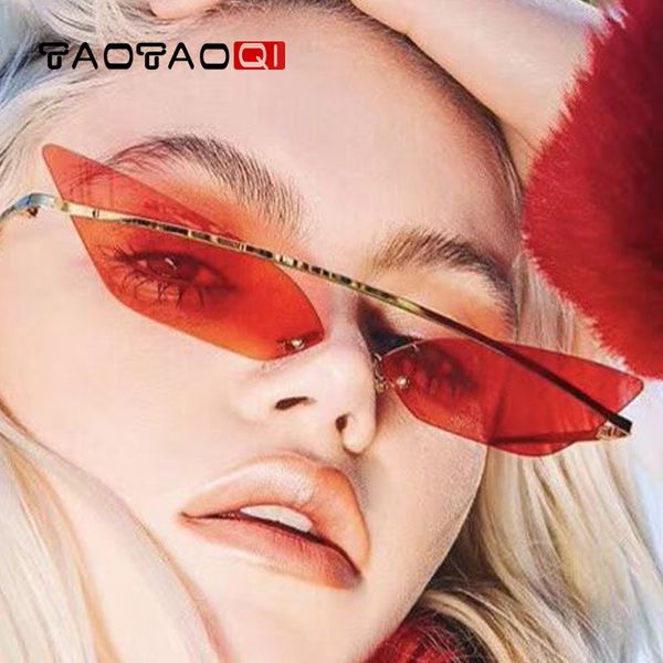 

taotaoqi sunglasses women fashion designer cat eye sunglasses female retro frameless glasses uv400, White;black