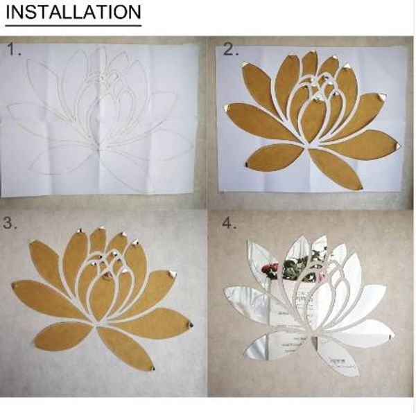 Kreative Elegante Lotus 3D Dekorative Acryl Spiegel Wand Aufkleber Blume Hause Schlafzimmer Dekor Wohnzimmer Dekoration Poster R063