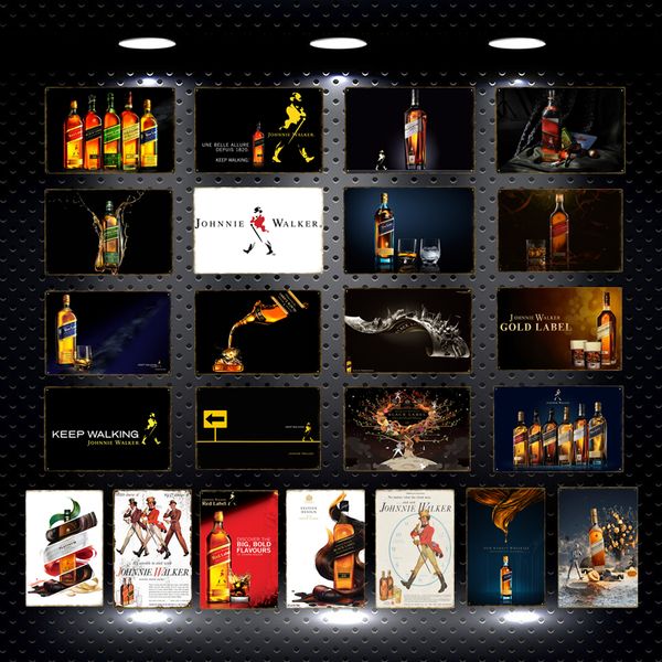 

keep walking johnnie walker whiskey beer metal tin signs red bule gold label wine wall poster bar pub party home decor yn189
