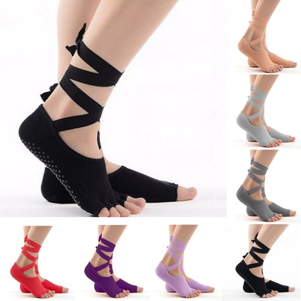 

women ballet grip sock non-slip massage barre pilates yoga gym dance socks fitness exercise gym socks 8 colours, Pink;yellow