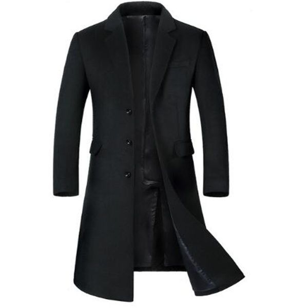 

2018 winter overcoat men's fashion long style woolen trench coat jacket men's casual coats jackets wool outerwear men windbreak, Tan;black
