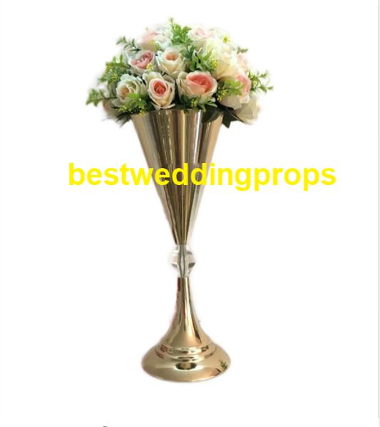 decorazione Nuovi vasi a tromba in argento / oro per centrotavola per matrimoni in metallo dorato per matrimoni best0252
