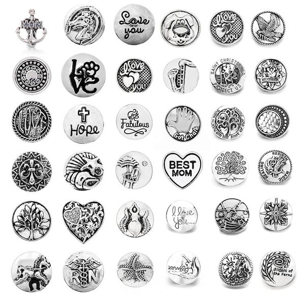 

36 style noosa chunks snap jewelry life of tree pattern diy alloy snap buttons fit 18mm snap bracelets bangle