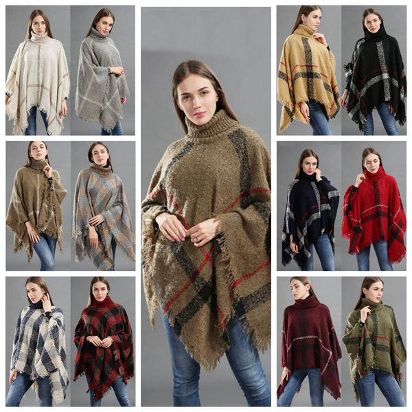 

12styles плед пончо кисточкой шаль трикотажное пальто женщин зима теплая тартан свитер wrap мода кардиган плащ старинные одеяло шарф ffa1018, Black