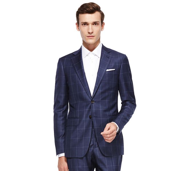 

men's wardrobe essentials slim fit windowpane suit tailor made navy blue windowpane check suits for men,elegant business suit, White;black