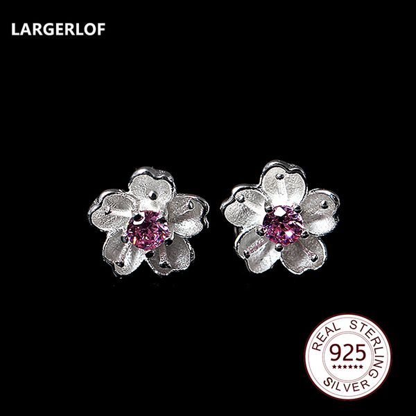 

largerlof 925 sterling silver earrings stud earrings fashion flower earring for women ed10069, Golden;silver