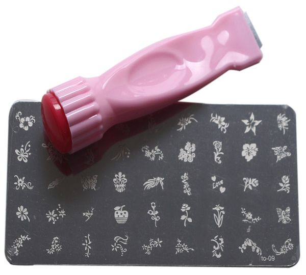 

new nail art stamp stencil tool kit stamper design stamping image template plate set, White