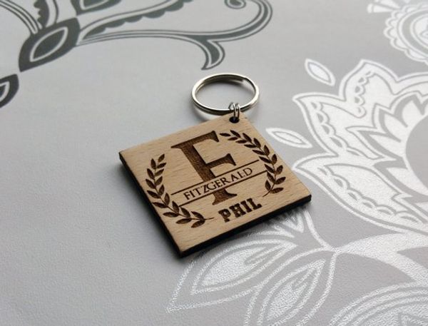 

family wooden keyring great gift personalised - laser engraved