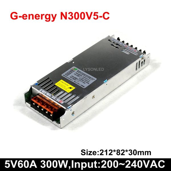 

g-energy n300v5-c slim 5v 60a 300w led display power supply , size 212*83*30mm 300w led video screen switching power supply