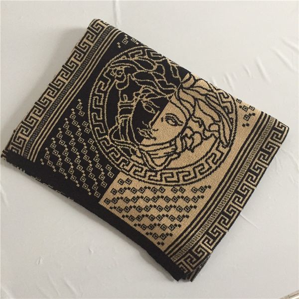

2018 fashionable men's high-end brand cashmere scarf latest style knitted jacquard cashmere scarf 180*30cm, Blue;gray
