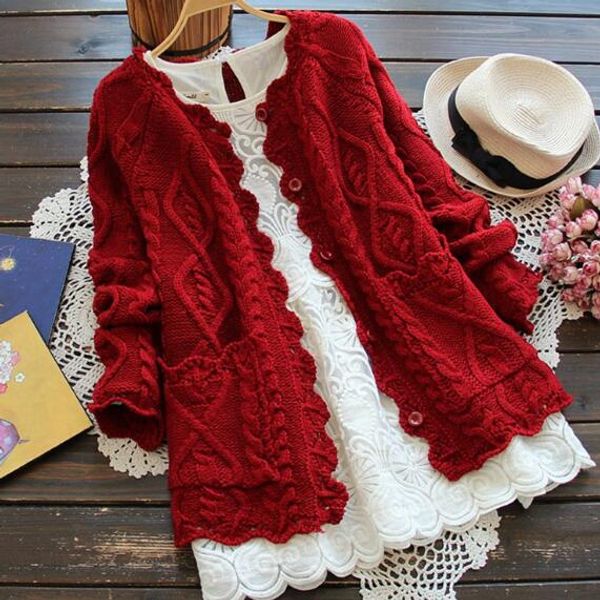 

autumn winter womens spring autumn female flower jacquard red hoodie jacket long sleeve knitted women coat af768, Black
