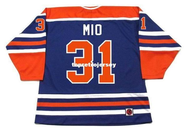 

wholesale mens eddie mio edmonton oilers k1 1978 wha vintage retro hockey jersey, Black;red
