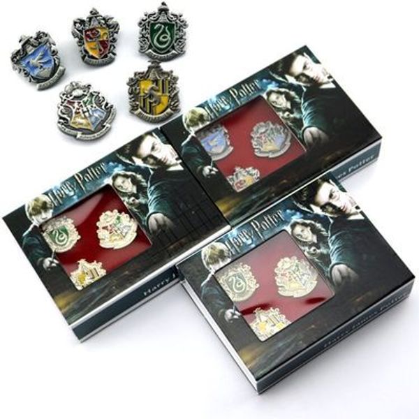 

3 colos harry botter hogwarts magic school metal badge pin brooch chest button ornament cosplay collection gift kids toy