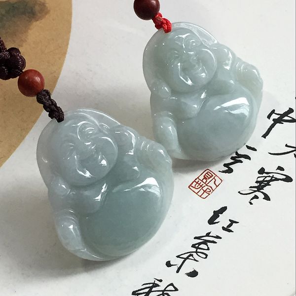 

myanmars natural authentic jade a buddha pendant womens large smile buddha necklace smile often opens jade buddha jade pendant, Silver