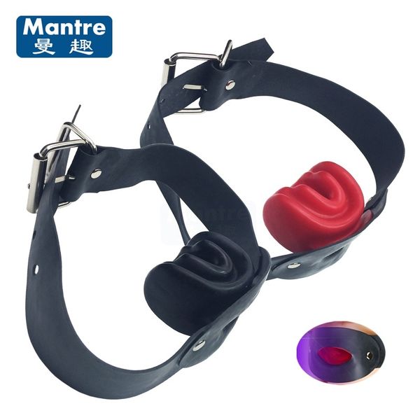 Mantre Safe Latex Neue Fetisch Bondage Offene Mund GAG BITE Kopf Kabelbeschränkungen Erotische mündliche Fixierung Sexspielzeug für Paare Y18100703