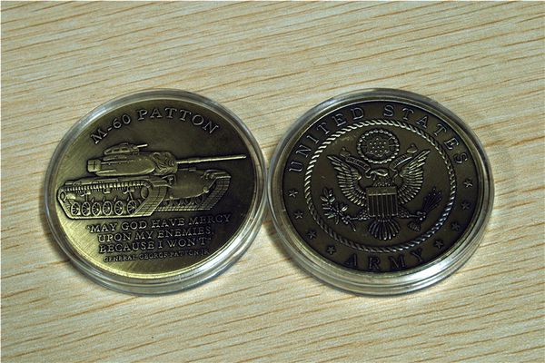 

50pcs/lot,army m-60 patton tank bronze made in usa 1.75" challenge coin