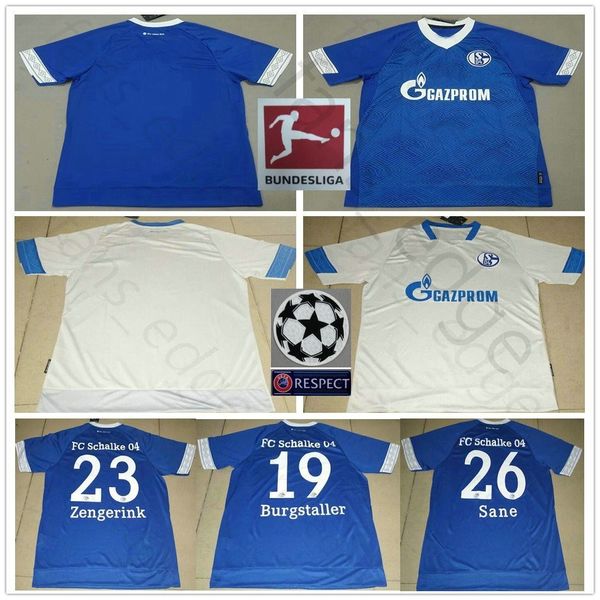 

18 19 Schalke 04 Soccer Jerseys 19 BURGSTALLER 7 UTH 6 Mascarell 25 HARIT SERDAR SANE Custom Blue Grey 2019 Football Shirt