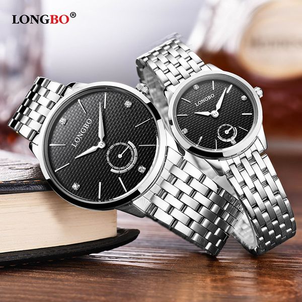 

longbo couple watch wristwatches montre femme 2018 watches gifts for lover girl watch gold bracelet strainless steel band, Slivery;brown