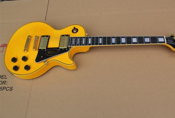 Super Les Personalizado Randy Rhoads Assinatura * Fingerboard Ebony + Fret Binding * Amarelo Guitarra Elétrica Grover Sintonizadores Frete Grátis