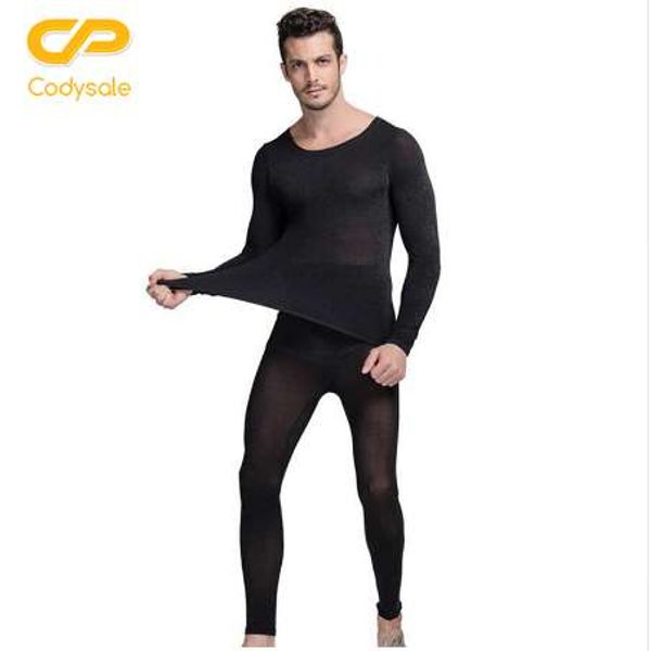 

codysale spring winter mens ultra-thin long john sets 37 degree thermal underwear suits heat long sleeve shirt pants warm suit, Black;white