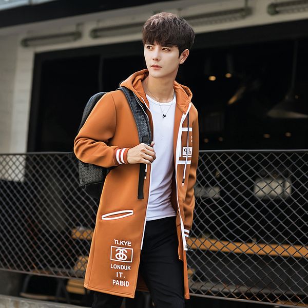 

trench 2017 autumn outfit product space cotton windbreaker male adolescents b965 p60 long printing institute the wind coat, Tan;black