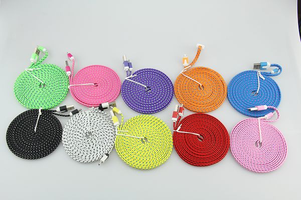 

3m 10ft micro 5pin data cable flat noodle nylon fabric braided micro usb charger cable for samsung galaxy s4 i9500 s3 note2