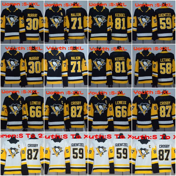 

#30 Matt Murray 2018 Women Youth 71 Evgeni Malkin 87 Sidney Crosby 66 Mario Lemieux 58 Kris Letang Jake Guentzel Penguins Hockey Jerseys