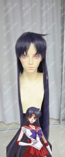 Sailor Moon Sailor Mars Hino Rei langes lila schwarzes Cosplay-Party-Perücke-Haar