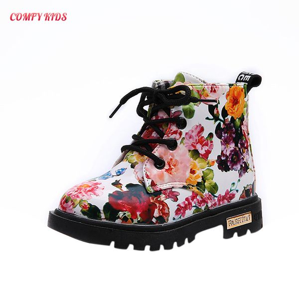 

cute print girls boots fashion floral boots kids baby elemartin warm casual children shoes soft anti-slip ift, Black;grey