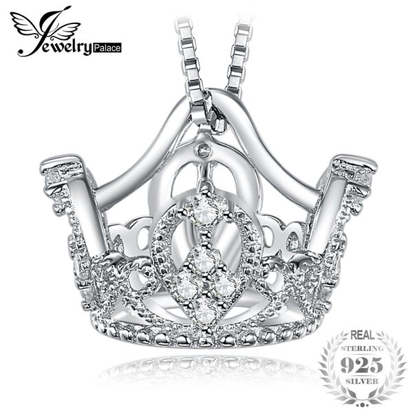 

jewelrypalace crown round cubic zirconia necklace pendant 100% real 925 sterling silver fashion jewelry for women party gift