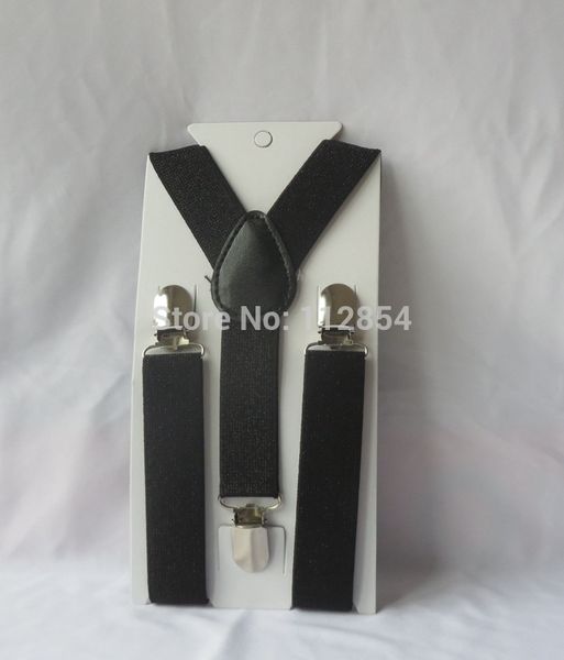 

wholesale kid's suspender adjustable elastic metallic yarn suspender plain brace belts strap,100pcs/lot, Black;white