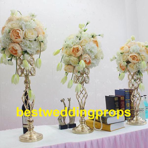 оптом высокий и большой железный кристалл покрытый ваза цветок / металлические вазы для свадьбы / высокие металлические вазы свадьба украшения Best0124