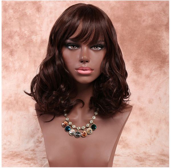 Zhifan Dark Brown Hair Dye 14inch Medium Hairstyles Side Bangs