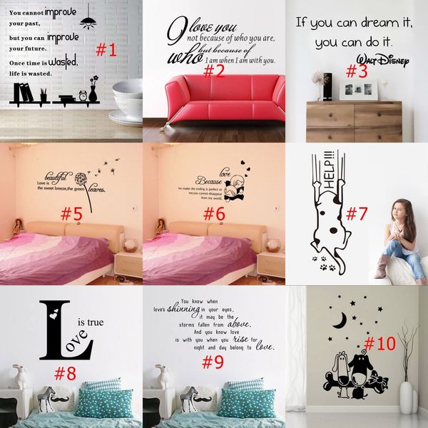 Acheter Styles Mixtes Citer Autocollant Mural Pvc Lettre Et Mots Murale Murale Art Stickers Pour Salon Chambre Décoration De La Maison De 323 Du
