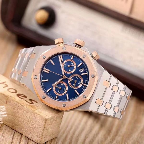 

steel oak diameter royal boutique men's watch. imported luxury quartz movement. 904l case/strap. color quality. stainless vk 42mm djquj, Slivery;brown