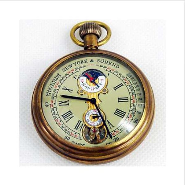 

1882's ny tourbillon pure copper antique pocket watch, Slivery;golden