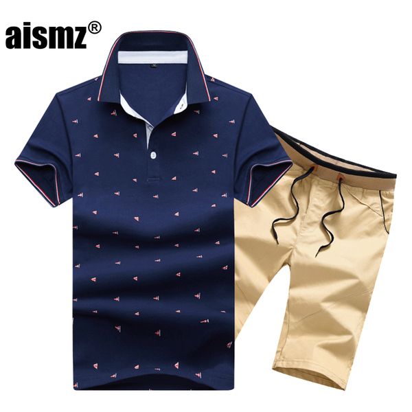 

aismz tracksuit men brand suits summer short set men's fashion 2 pieces t-shirt shorts moletom masculino sportsuits set, Gray