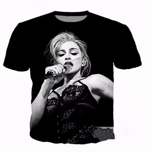

певица мадонна женщины мужчины новая мода лето унисекс смешно 3d печати crewneck повседневная футболка топы tee q60, White;black