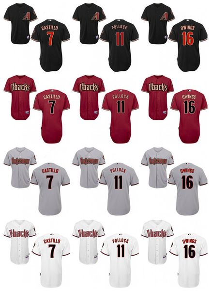 

custom men women youth majestic diamondbacks jersey #7 welington castillo 11 a. j. pollock 16 chris owings home red baseball jerseys, Blue;black