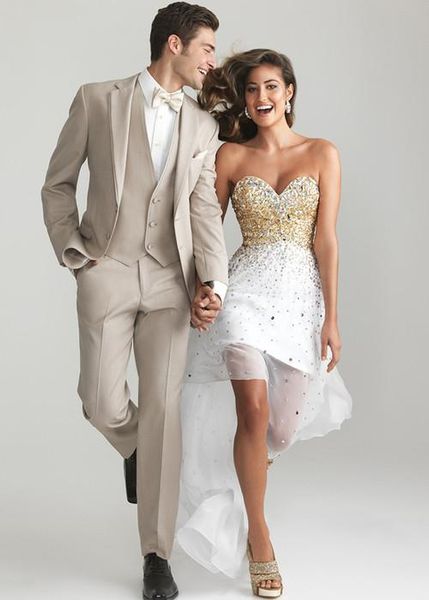 

custom made simple khaki tuxedos men suits wedding formal bridegroom men blazer suits prom party 3 piece jacket+pants+vest, White;black