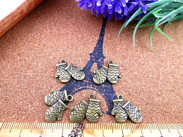 

54pcs 17*18mm antique bronze gloves charms pendants, Bronze;silver