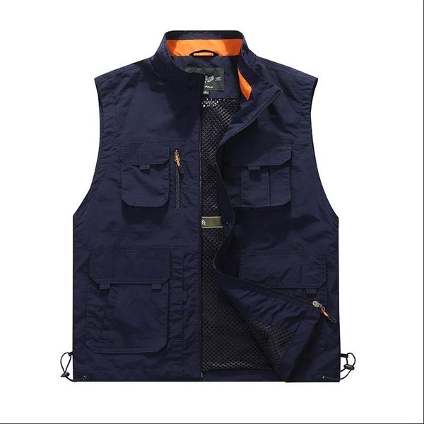 

new men's vest multiple pocket, Black;white