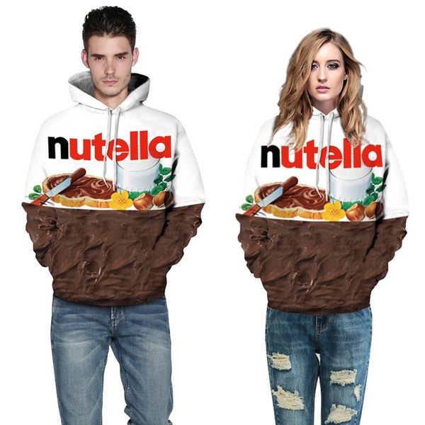 

2017 nutella pattern men&women hoodies couples casual style 3d print personality autumn winter sweatshirts hoody tracksuits, Black