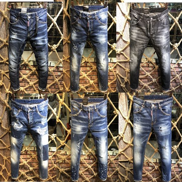 

2019 new tyle brand d2 men 039 denim jean embroidery tiger pant hole d2 jean zipper men pant trou er kinny jean 44 54
